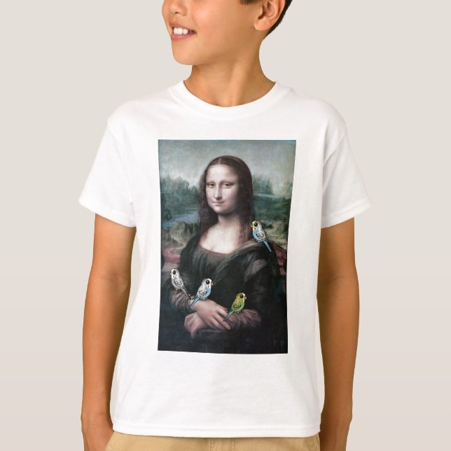 T-shirt Mona Lisa et perruches (Devant)