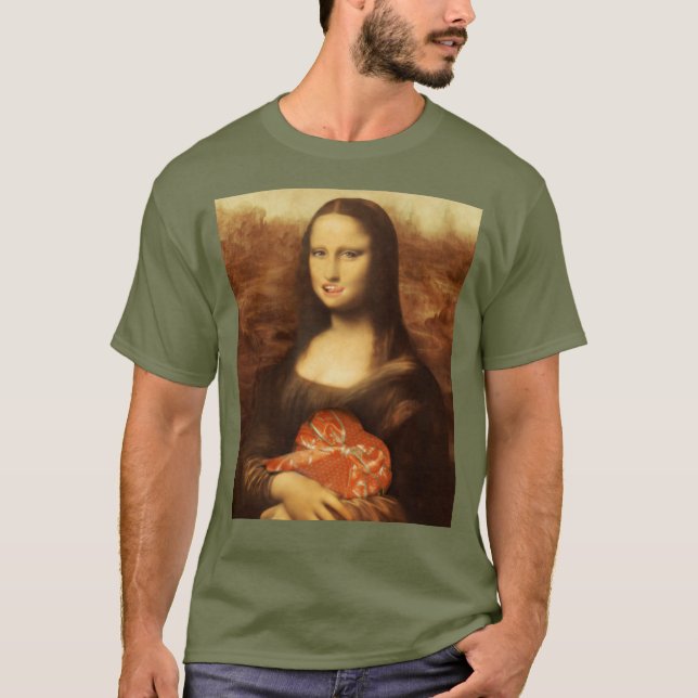 T-shirt Mona Lisa Heart Valentine's Day Kiss (Devant)