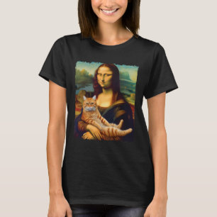 T-shirt Mona Lisa Holding Chat Portrait Art Peinture Kitty