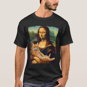 T-shirt Mona Lisa Holding Chat Portrait Art Peinture Kitty