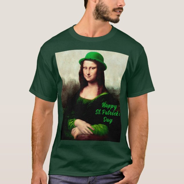 T-shirt Mona Lisa Jour de la Saint-Patrick Trèfle (Devant)