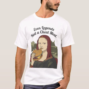 T-shirt Mona Lisa mangeant un burger Parodie d'art classiq