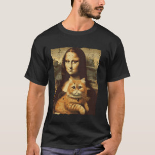 T-shirt Mona Lisa Orange Chat Funny GInger Peinture Femmes