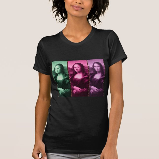 T-shirt Mona Lisa Poster de animal rose rose violet (Devant)