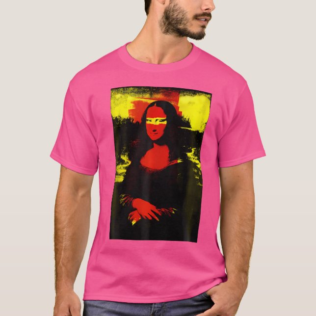 T-shirt Mona Lisa Rouge Jaune Art Moderne Punk Leonardo Da (Devant)