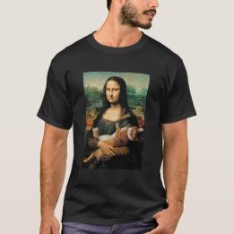 T-shirt Mona Lisa tenant ses Amoureux de les chats de chat