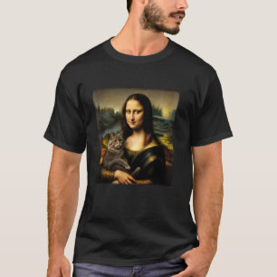 T-shirt Mona Lisa tenant un chat Maman chat mignon Papa ch