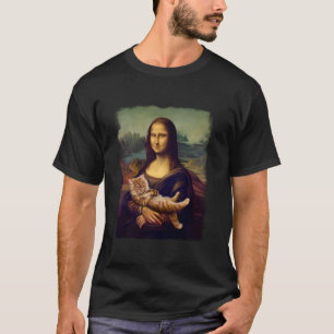 T-shirt Mona Lisa tenant un chat Parodie d'art drôle Class