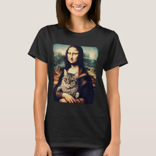 T-shirt mona lisa tenant un chat pour amoureux de chats pa