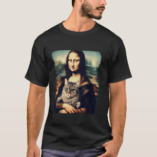 T-shirt mona lisa tenant un chat pour amoureux de chats pa