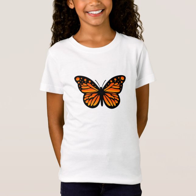 T-Shirt Monarch Butterfly Design - Girls Jersey T-Sh (Devant)