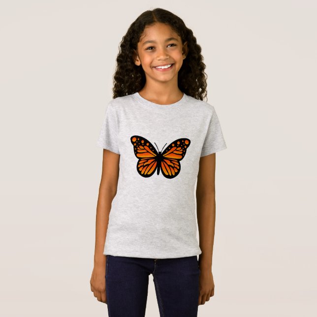 T-Shirt Monarch Butterfly Design - Girls Jersey T-Sh (Devant entier)