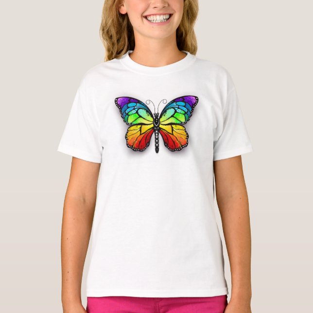 T-shirt Monarque papillon arc-en-ciel (Devant)