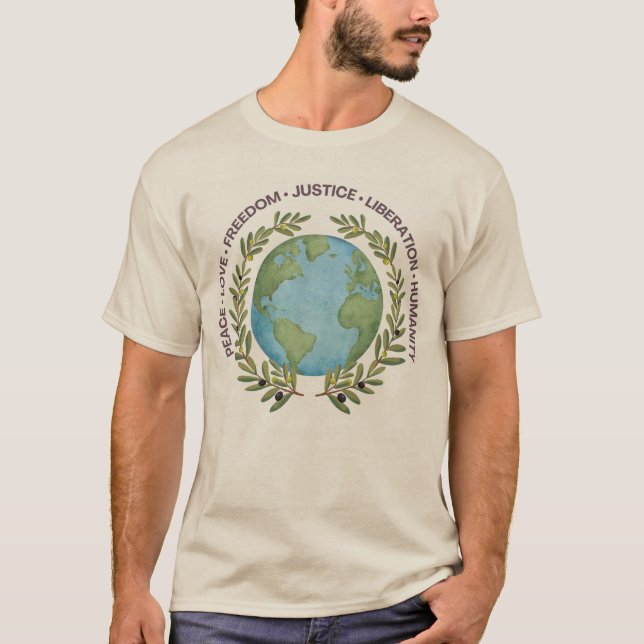 T-shirt Monde dans la couronne d'olivier (Devant)