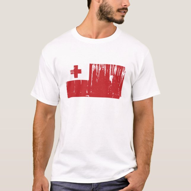 T-shirt Monde de drapeau du Tonga (Devant)