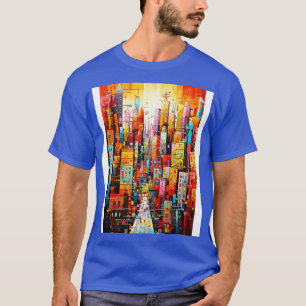T-shirt Monde de rêve coloré Cityscape Art Abstrait