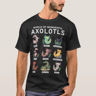 T-shirt Monde Des Axolotls Merveilleux Mignon Axolotl Kawa