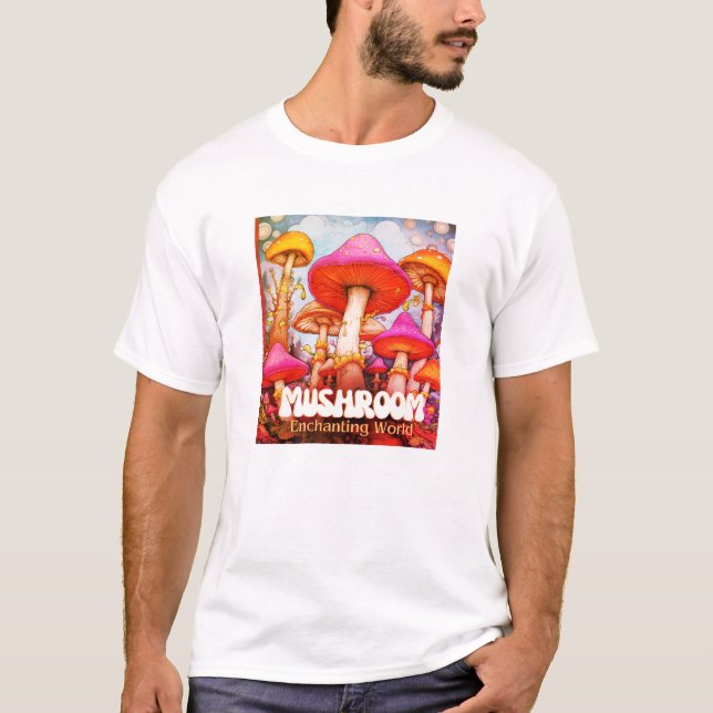 T-shirt Monde Enchanté des Champignons un SS Noir (Devant)