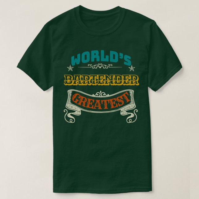 T-SHIRT MONDE LE PLUS GRAND BARTENDER (Design devant)