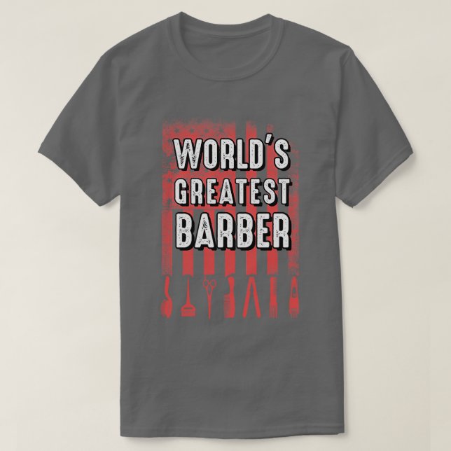 T-shirt Monde meilleur Barber Stylist Drapeau américain Pa (Design devant)