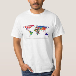 T-shirt Monde pendant - carte des drapeaux du monde