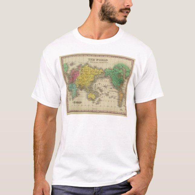 T-shirt Monde sur la projection de Mercator (Devant)
