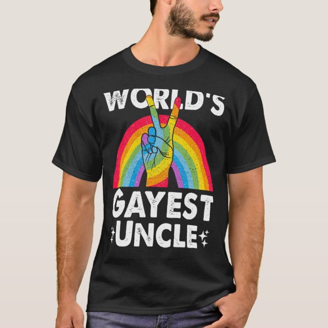 T-shirt Mondes Gayest Uncle Fier Papa Gay pride Mois Rai (Devant)