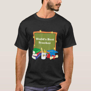 T-shirt Mondes meilleur enseignant Chalkboard Stars livres