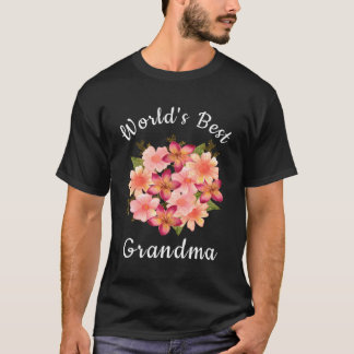 T-shirt Mondes Meilleur grand-mère rose de la fleur de poi