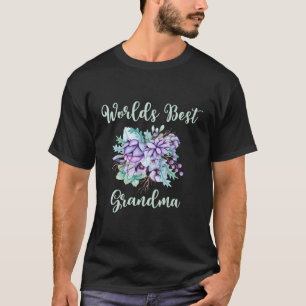 T-shirt Mondes Meilleures Grandma Purple Aqua Flower