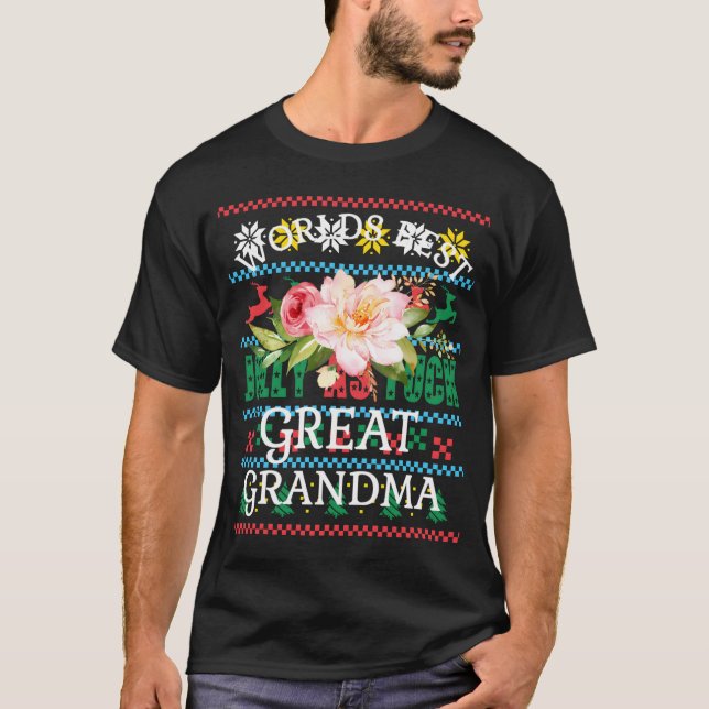T-shirt Mondes Meilleurs Grand-Parents Grandma Fleur Rose (Devant)