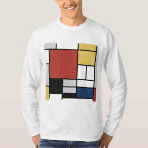T-shirt Mondrian Peinture Rouge Plane Jaune Noir Gris Bleu