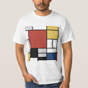 T-shirt Mondrian Peinture Rouge Plane Jaune Noir Gris Bleu