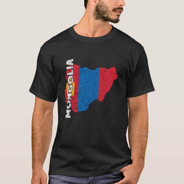 T-shirt Mongolian Roots Mongolia Flag Map Mongolian Pride (Devant)