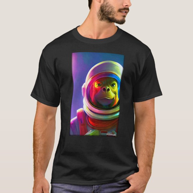 T-shirt Monkey Ape Animal Astronaut Espace Univers Galaxie (Devant)