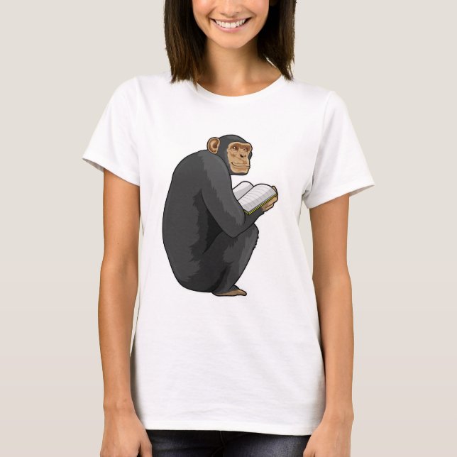 T-shirt Monkey as Nerd with Book (Devant)