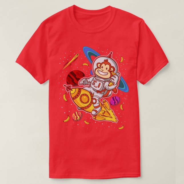 T-shirt Monkey Astronaut Rocket Ride Space (Design devant)