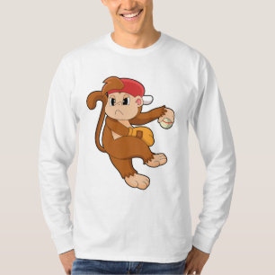 T-shirt Monkey at baseball with baseball glove