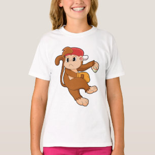 T-shirt Monkey at baseball with baseball glove