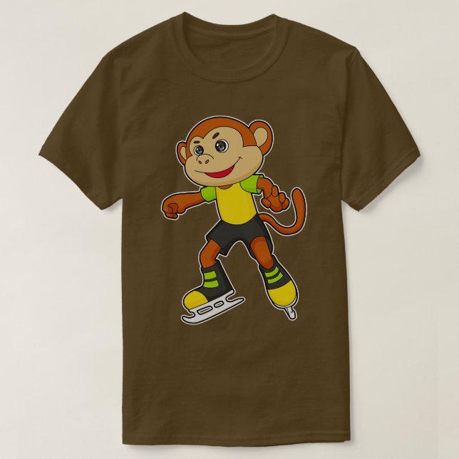T-shirt Monkey at Ice skating with Ice skates (Design devant)