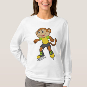 T-shirt Monkey at Ice skating with Ice skates