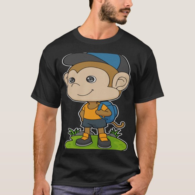 T-shirt Monkey Backpack Cap (Devant)