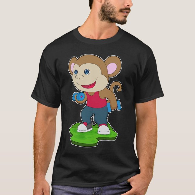 T-shirt Monkey Bodybuilding Dumbbell (Devant)