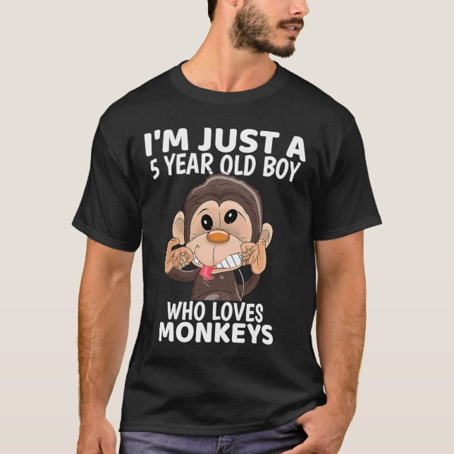 T-shirt Monkey Boys Je ne suis qu'un garçon de 5 ans Anniv (Devant)