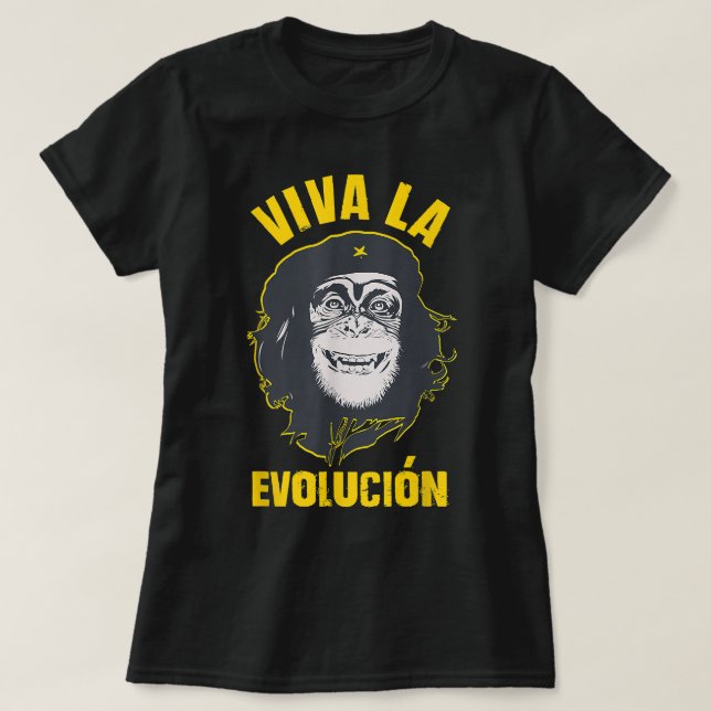 T-shirt Monkey Chimpanzé Viva la révolution Amusant (Design devant)