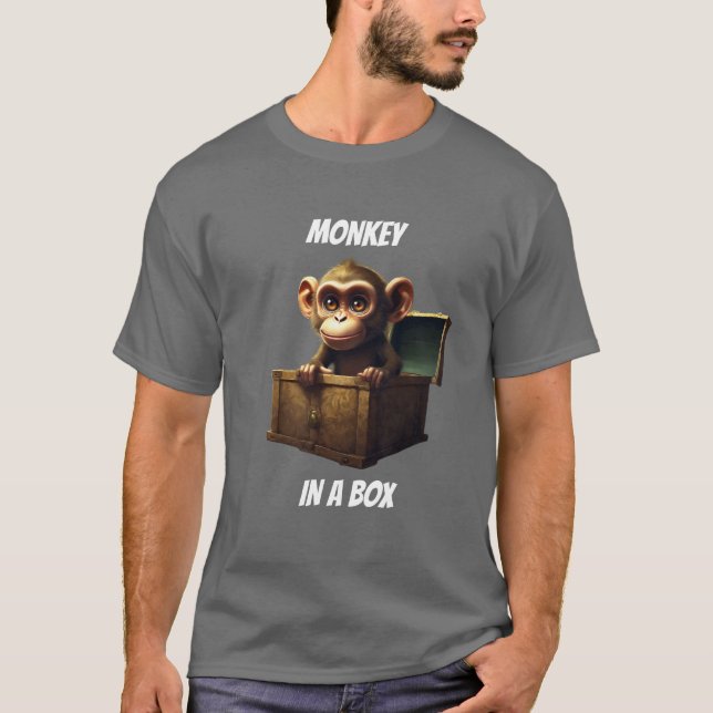T-SHIRT MONKEY DANS UNE BOÎTE T SHIRT (Devant)