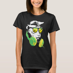 T-shirt Monkey Dj Avec Casques Et Lunettes De Soleil Fête