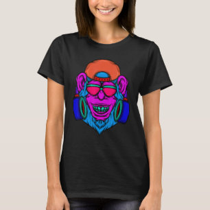 T-shirt Monkey Dj Zookeeper Music Primate Retro 80's 90's
