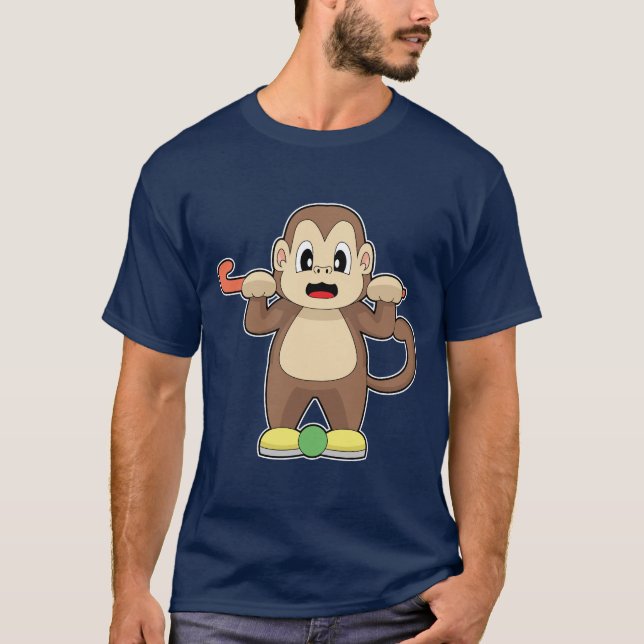 T-shirt Monkey Field hockey bâton de hockey (Devant)