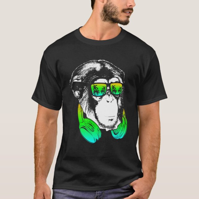 T-shirt Monkey Glacière Monkey DJ casque Idea Party Mus (Devant)